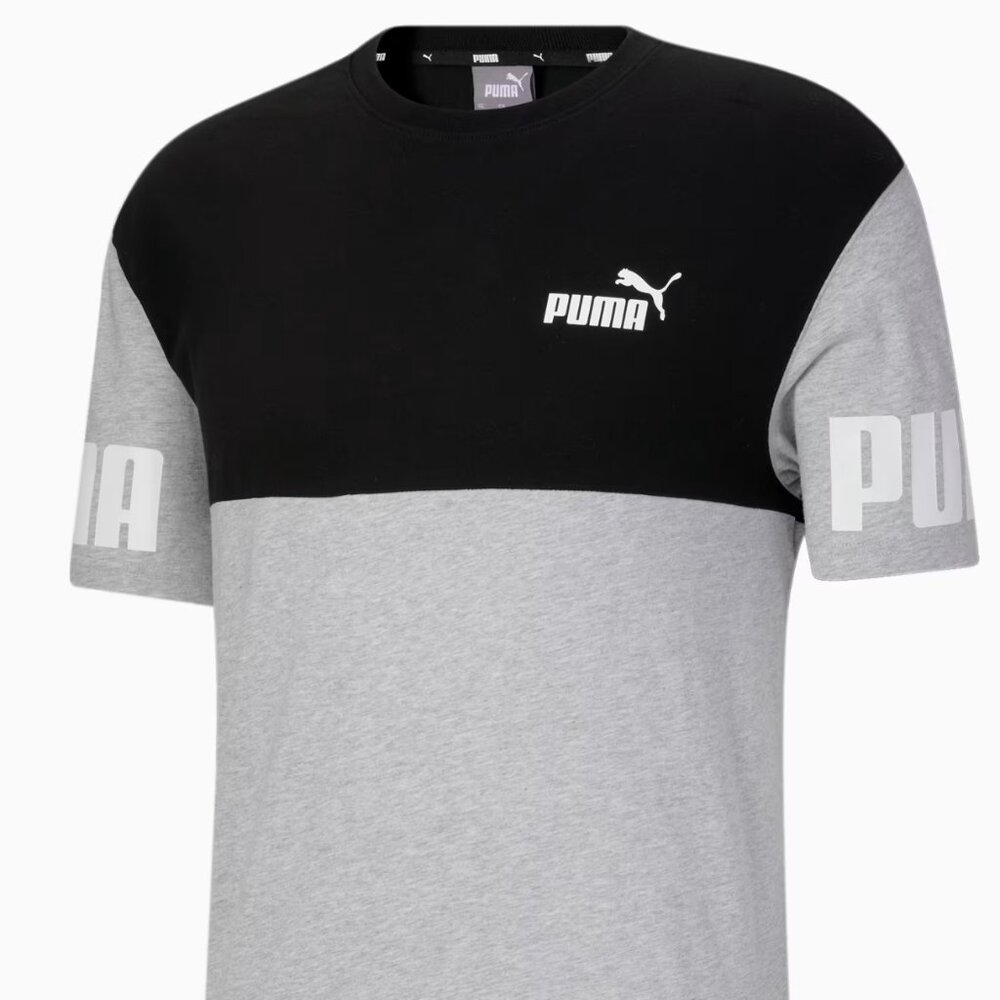Puma XXL T shirts V neck Power colorblock Medium Black Gray Tee MEN XXL